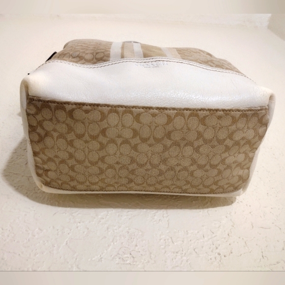 COACH LEGACY Khaki Ivory Signature Glitter Stripe Convertible Duffle Bag - Picture 6 of 11